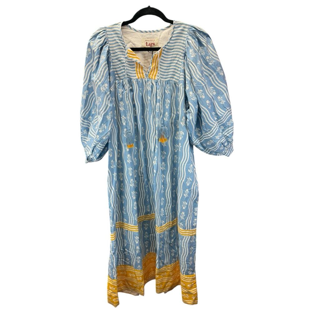 Printfresh Blue And Gold Patterned Midi Dress - image 5